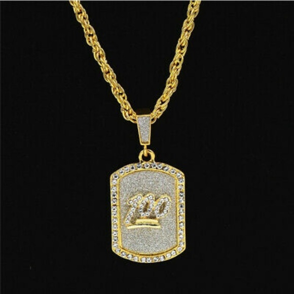 HostPick Heavily Iced Out 💯 Pendant w/ Gold Chain - Picture 7 of 8